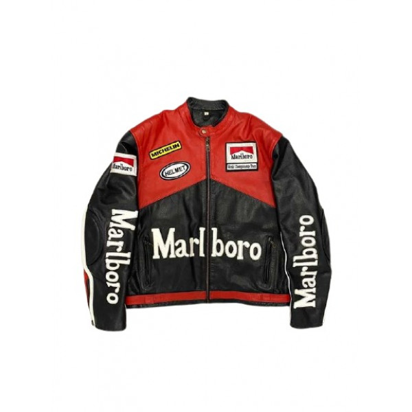 Marlboro Vintage Jacket | Biker Leather Jacket Mens