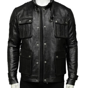 Mens-Four-Pocket-Black-Leather-Jacket