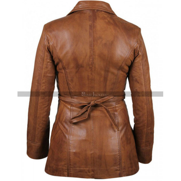 Women Ladies Long Trench Coat Jacket Lambskin Leather Designer Party Casual  Wear | eBay