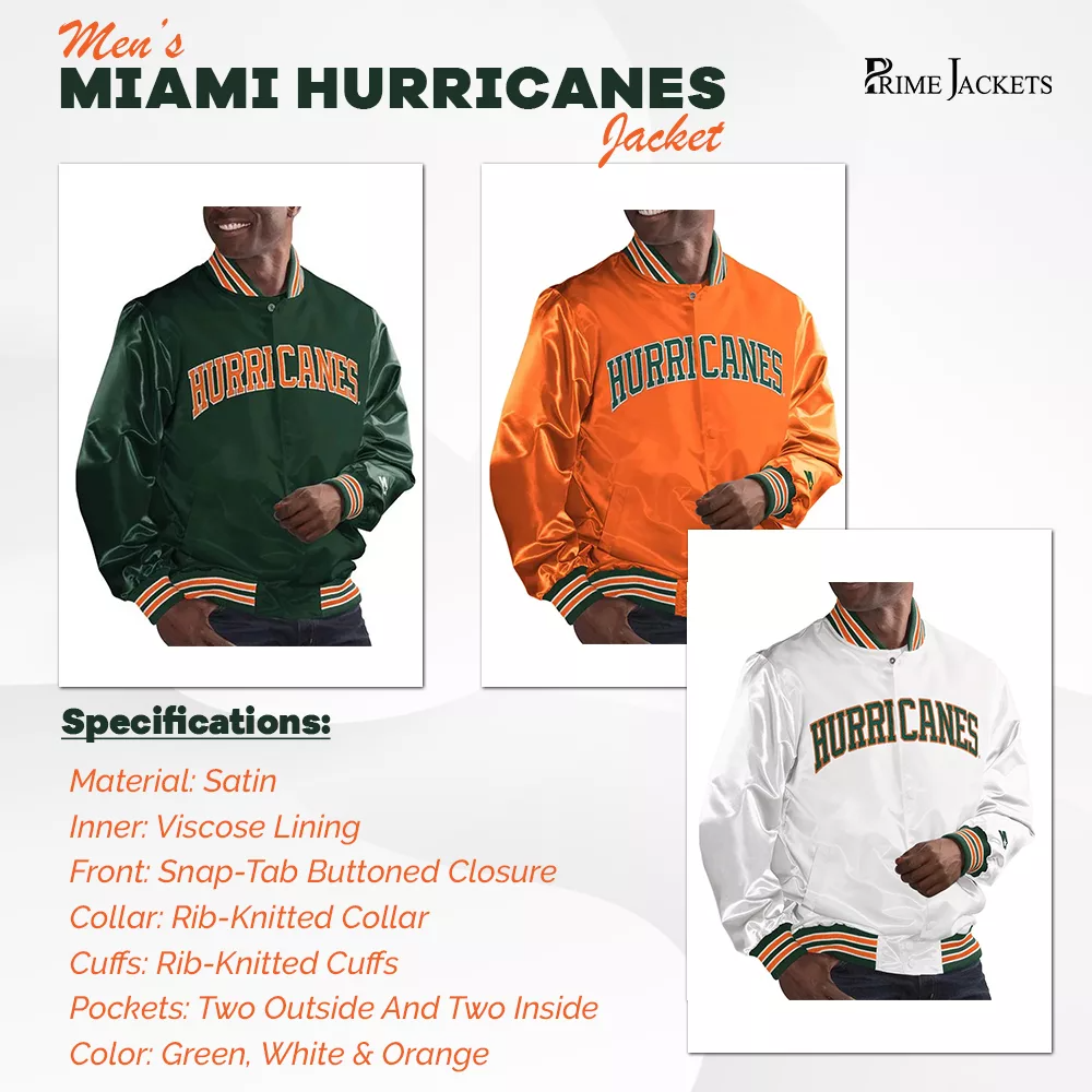 Men's Satin Miami Hurricanes Green Jacket