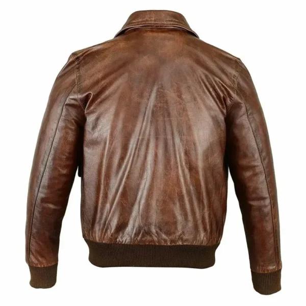 Classic Mens Flying RAF Aviator Brown Leather Biker Jacket