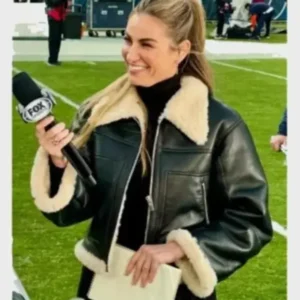 Erin Andrews Black Leather Shearling Jacket