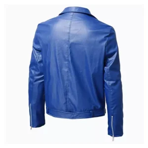 Mens Blue Cafe Racer Jacket