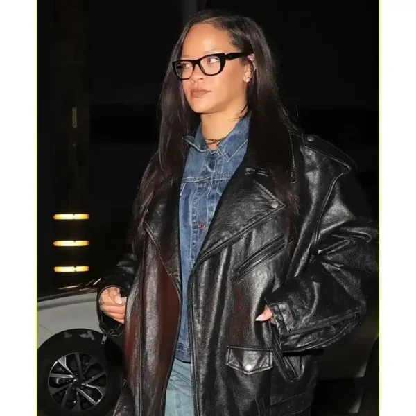 Rihanna 2025 Los Angeles Leather Coat - Image 3