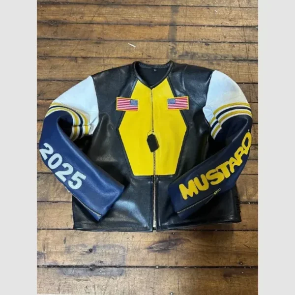 Super Bowl LIX Mustard Leather Jacket - Image 2