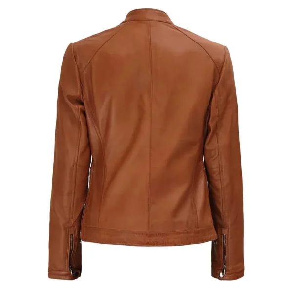 Women's Waxed Biker Brown Leather Jacket