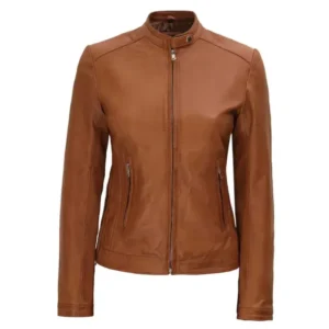 Women Brown Biker Leather Jacket